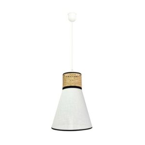 Lámpara de techo con pantalla blanca de lino y rafia en for…