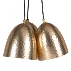 Lámpara de techo con tres campanas de metal dorado