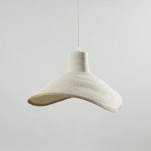 Lámpara de techo cónica de yute color crema con ribete marr…