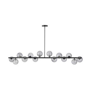 Lámpara de techo de 14 bolas de vidrio ahumado y metal negr…