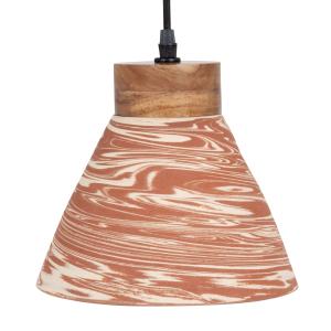 Lámpara de techo de barro cocido terracota y madera de acac…