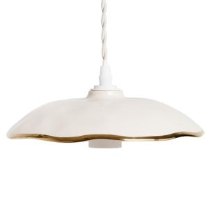 Lámpara de techo de cerámica beige con borde dorado