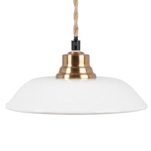 Lámpara de techo de cerámica blanca y metal dorado D.23