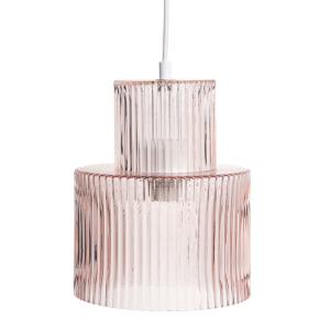 Lámpara de techo de cristal estriado rosa