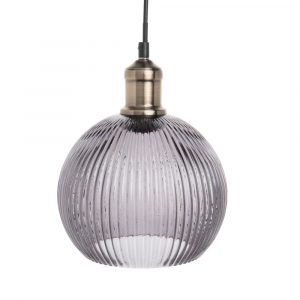 Lámpara de techo de cristal estriado tintado negro y metal…