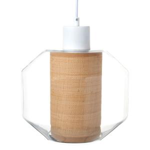 Lámpara de techo de cristal, metal y rafia D.23