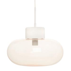 Lámpara de techo de cristal tintado rosa y yeso blanco D.34