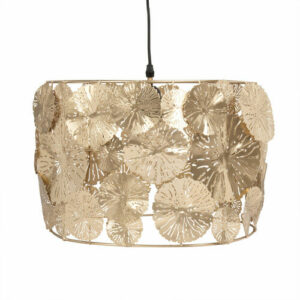 Lámpara de techo de flores de metal cincelado dorado