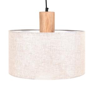 Lámpara de techo de lino beige y madera de eucalipto