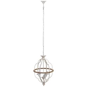 Lámpara de techo de madera y metal  45x45x72h cm blanco