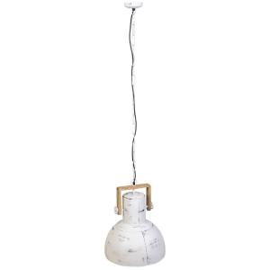 Lampara de techo de madera y metal blanca 41x41x52