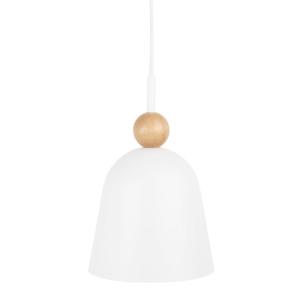 Lámpara de techo de metal blanco y roble