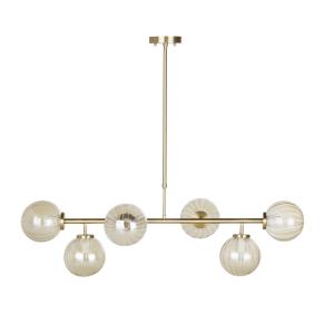 Lámpara de techo de metal dorado con bolas de vidrio amarin…