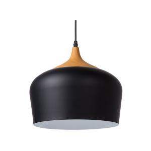 Lámpara de techo de metal negro madera clara 173 cm