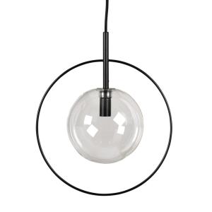 Lámpara de techo de metal negro y globo de vidrio