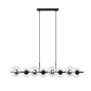 Lámpara de techo de metal y cristal negro, h: 110 x l:115cm