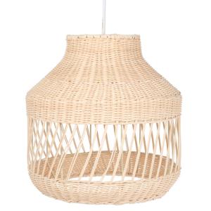 Lámpara de techo de metal y mimbre trenzado beige