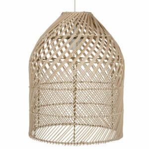 Lámpara de techo de mimbre beige y metal