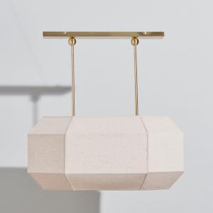 Lámpara de techo de poliéster reciclado crema y acero dorad…