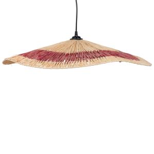 Lámpara de techo de rafia beige y terracota