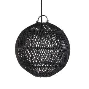 Lámpara de techo de ratán negro 30x30