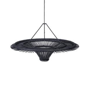Lámpara de techo de ratán negro 60x40