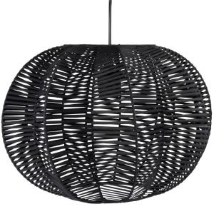 Lámpara de techo de ratán y metal negro D.40