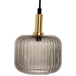 Lámpara de techo de vidrio gris rayado y metal dorado