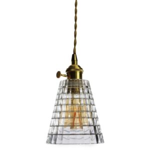 Lámpara de techo de vidrio texturizado y detalles dorados