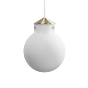 Lámpara de techo elegante dorado con esfera de cristal blan…