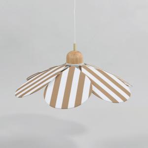 Lámpara de techo en forma de flor, de tela a rayas ocre y b…