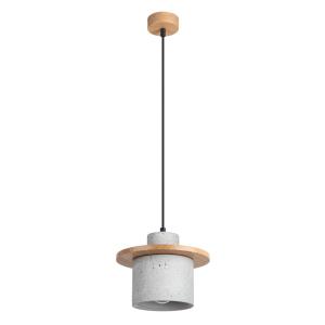 Lámpara de techo gris/madera natural hormigón/madera