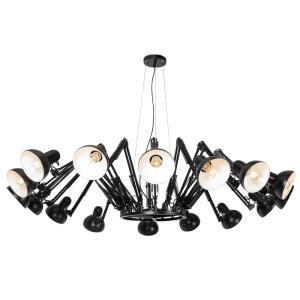 Lámpara de techo industrial negra 16 luces orientable