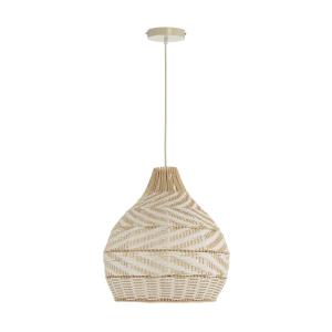Lámpara de Techo Mimbre PVC Natural y Blanco Ø40 cm E27