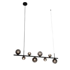 Lámpara de techo negra con cristal ahumado 8 luces