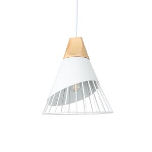 Lámpara de techo nórdico de metal y madera blanco