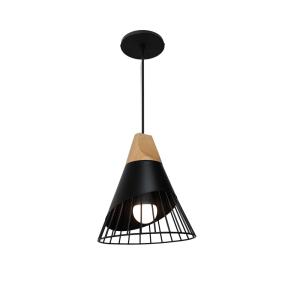 Lámpara de techo nórdico de metal y madera negro