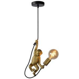 Lámpara de techo original con mono colgante dorado y cable…