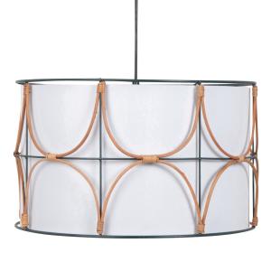 Lámpara de techo tambor de lino beige con borde de metal az…