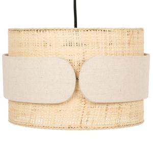 Lámpara de techo tambor de rafia y lino beige