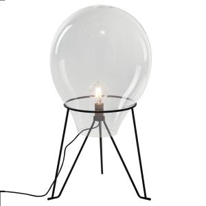 Lámpara de vidrio transparente con estructura en metal negr…