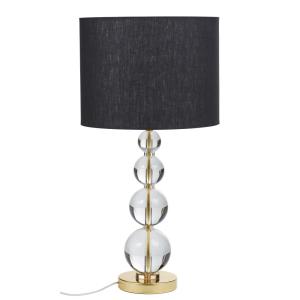 Lámpara de vidrio y metal dorado con pantalla negro