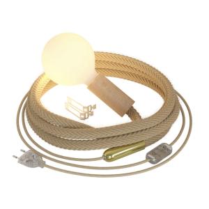 Lámpara enchufable con cable de yute trenzado y detalles en…