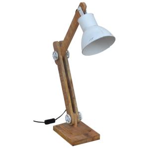 Lampara flexo de madera y metal blanca 17x22x79
