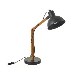 Lámpara flexo para escritorio de bambú y metal en negro y n…