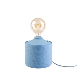 Lámpara infantil artesanal de metal reciclado azul 37x20 cm