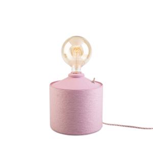 Lámpara infantil artesanal de metal reciclado rosa 37x20 cm