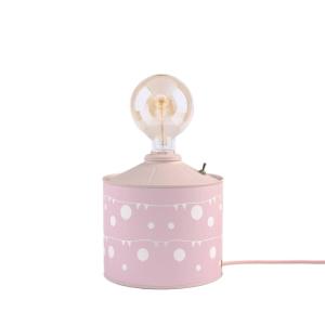 Lámpara infantil artesanal de metal reciclado rosa y blanco…
