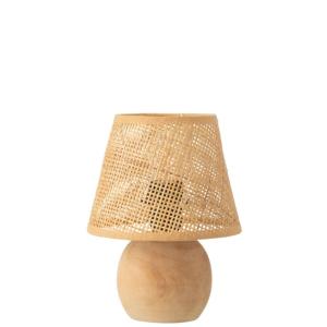 Lámpara LED a pilas de madera beige 17x17x23 cm