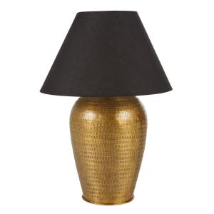 Lámpara mesa de metal bronce y pantalla negra